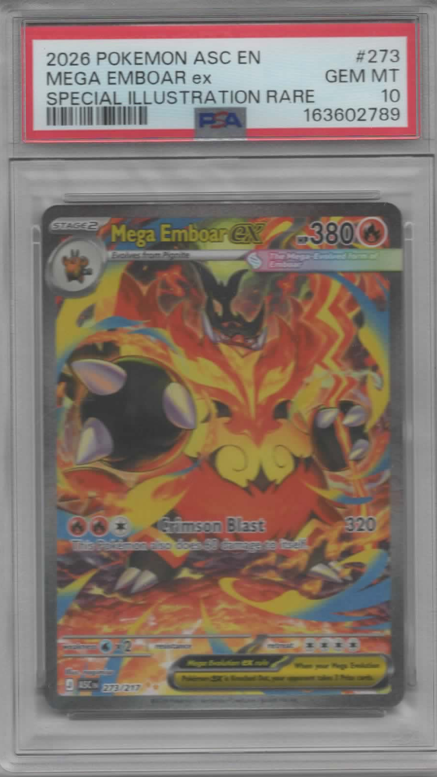 Mega Emboar ex #273 Pokemon Ascended Heroes in PSA Graded Pokemon Singles