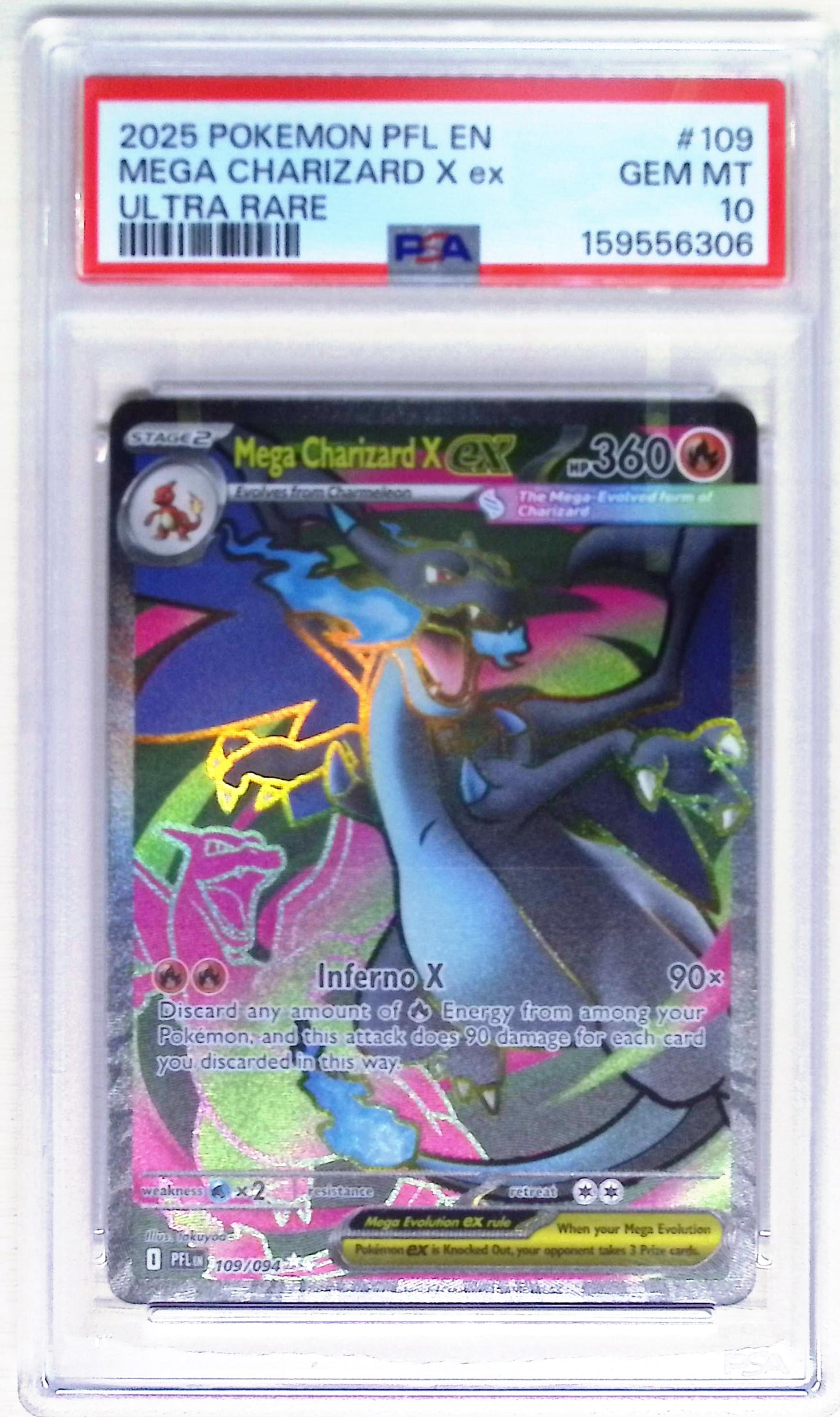 Mega Charizard X ex #109 (Pokemon Phantasmal Flames) in PSA Graded Pokemon Singles (Copy)