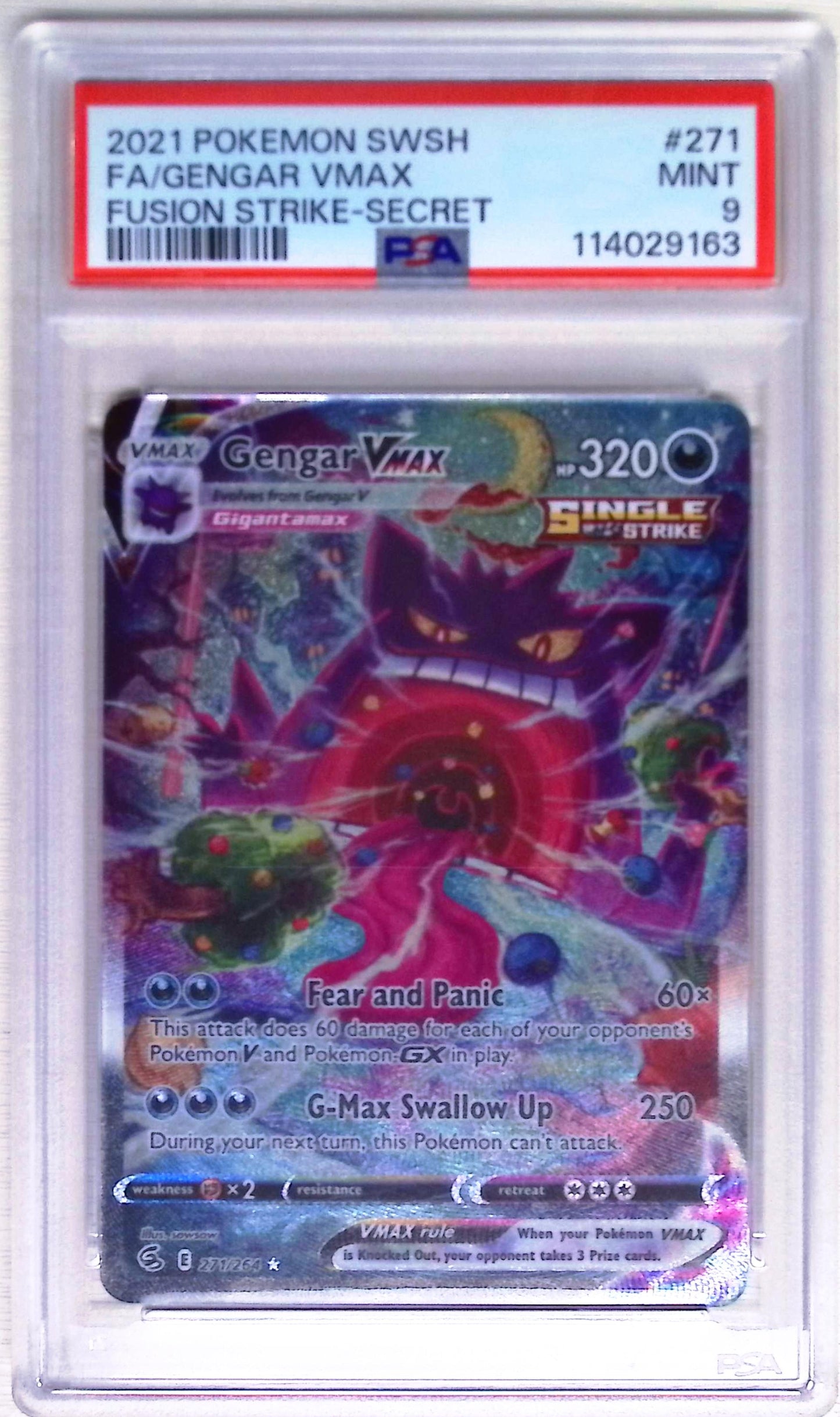 Gengar VMAX #271 (Pokemon Fusion Strike) in PSA Graded Pokemon Singles
