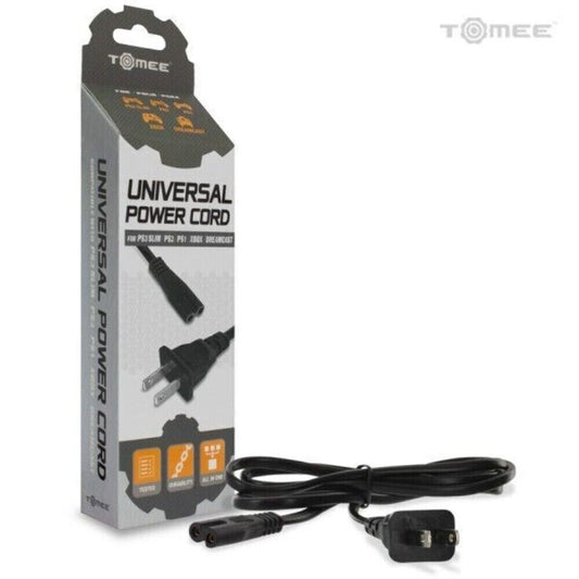 Tomee Universal Power Cord for Sony PlayStation  / PS2 / PS3 Slim / PS4 / PS5 / Original Xbox / Xbox Series X|S / Sega Dreamcast